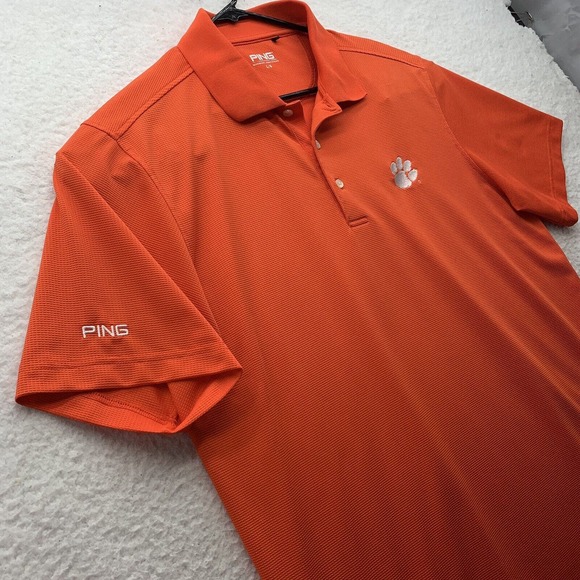 Clemson Tigers Ping Polo Shirt Mens Large L Orange White Paw Golf NCAA Football - Picture 5 of 12